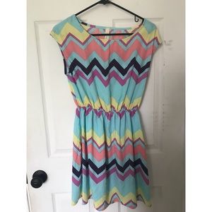 Multi-colored chevron dress
